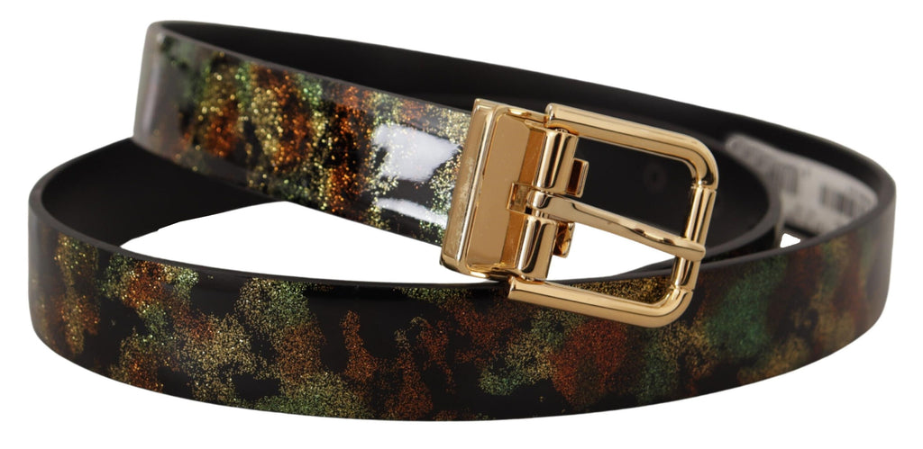 Black Green Leather Bronze Metal Buckle Belt - 90-cm-36-inches