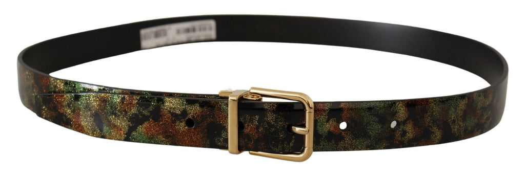 Black Green Leather Bronze Metal Buckle Belt - 90-cm-36-inches