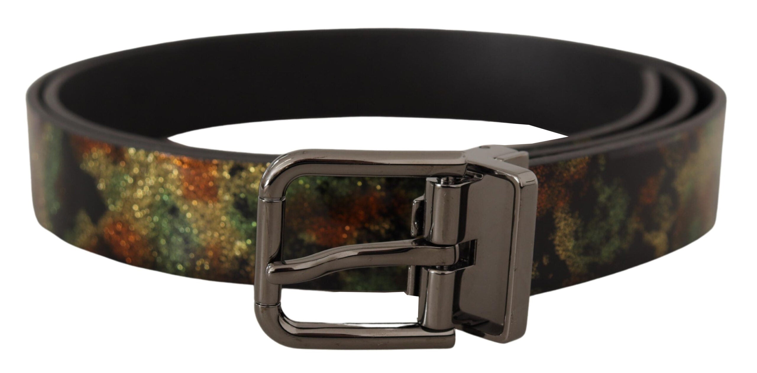 Black Sparkling Leather Black Metal Buckle Belt - 90-cm-36-inches