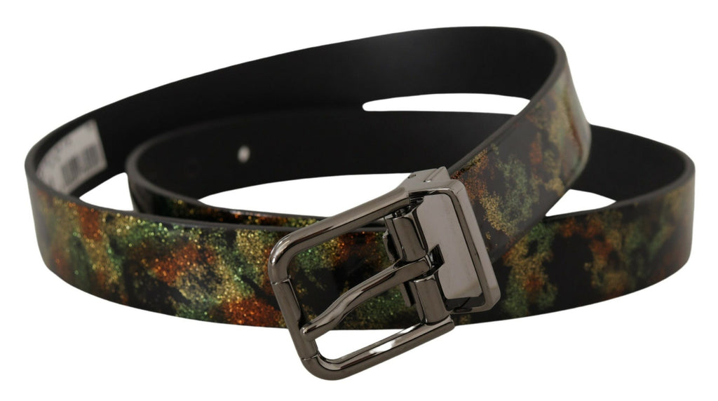 Black Sparkling Leather Black Metal Buckle Belt - 90-cm-36-inches