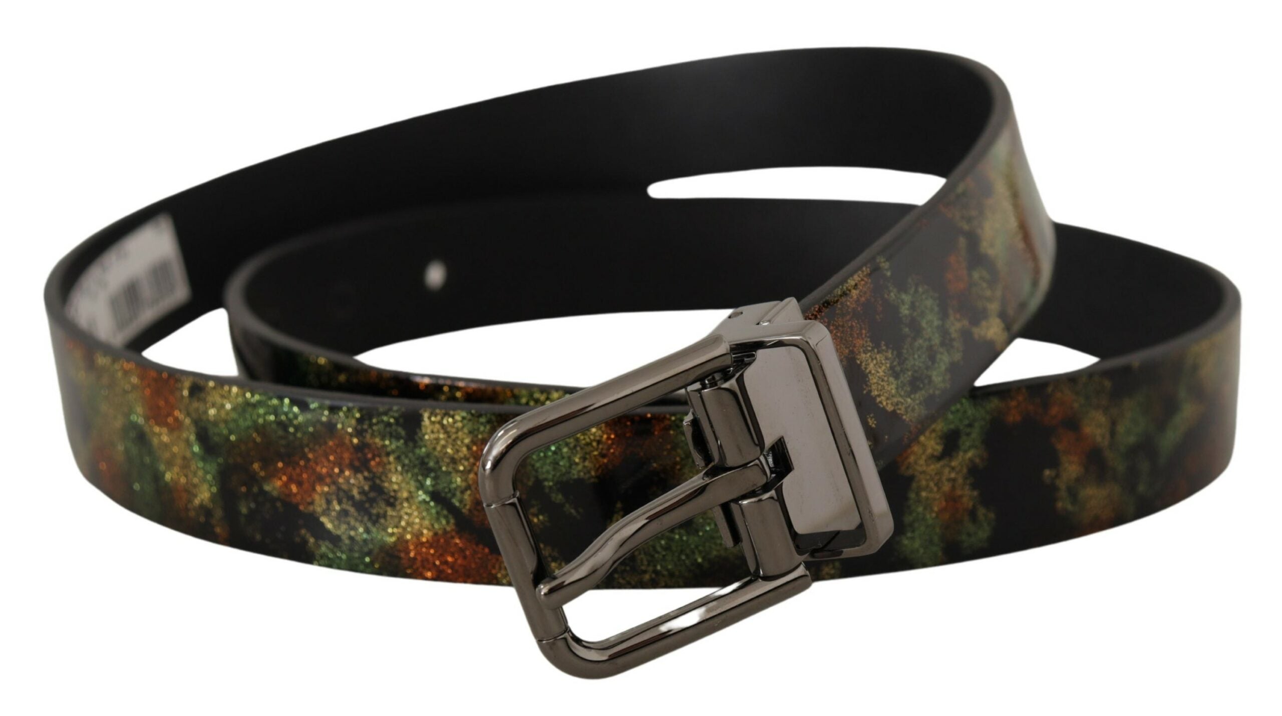 Black Sparkling Leather Black Metal Buckle Belt - 90-cm-36-inches