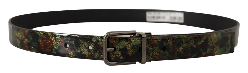 Black Sparkling Leather Black Metal Buckle Belt - 90-cm-36-inches