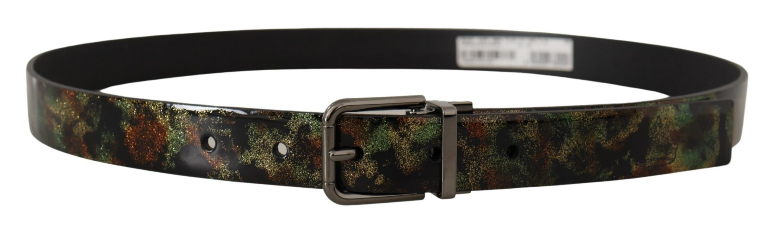 Black Sparkling Leather Black Metal Buckle Belt - 90-cm-36-inches