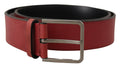 Maroon Vitello Silver Metal Logo Buckle Belt - 85-cm-34-inches