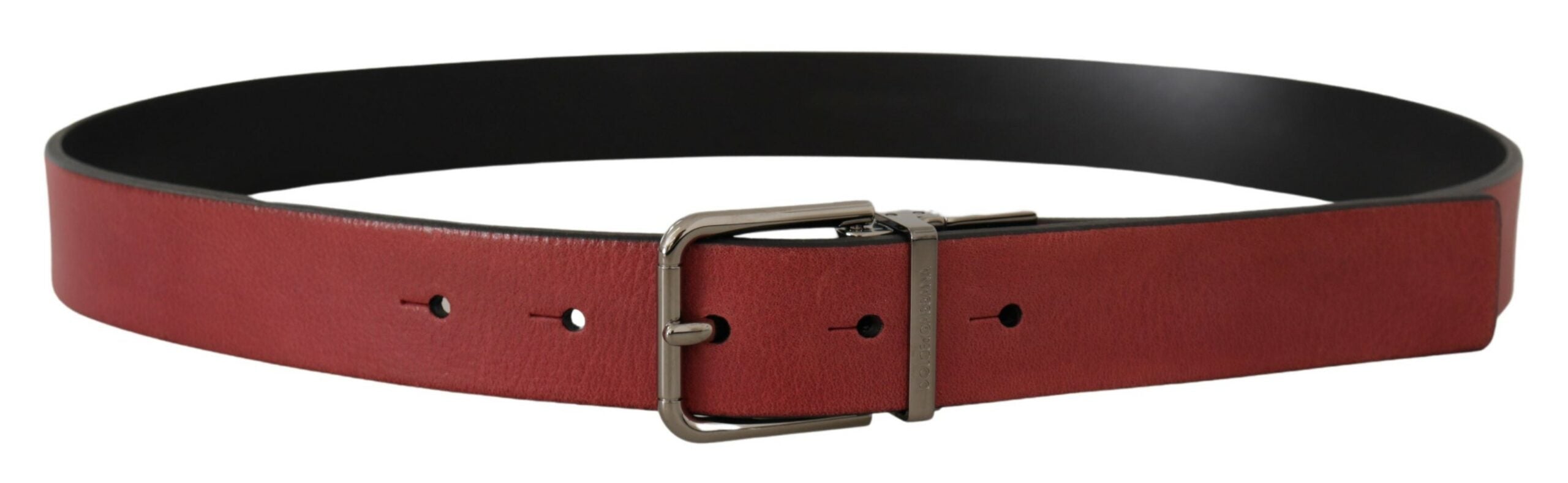 Maroon Solid Leather Silver Metal Logo Buckle Belt - 85-cm-34-inches