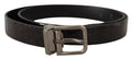 Black Leather Vernice Metal Buckle Belt - 90-cm-36-inches