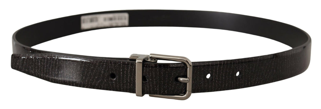 Black Leather Vernice Metal Buckle Belt - 90-cm-36-inches