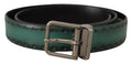 Green Giotto Leather Silver Metal Buckle Belt - 90-cm-36-inches