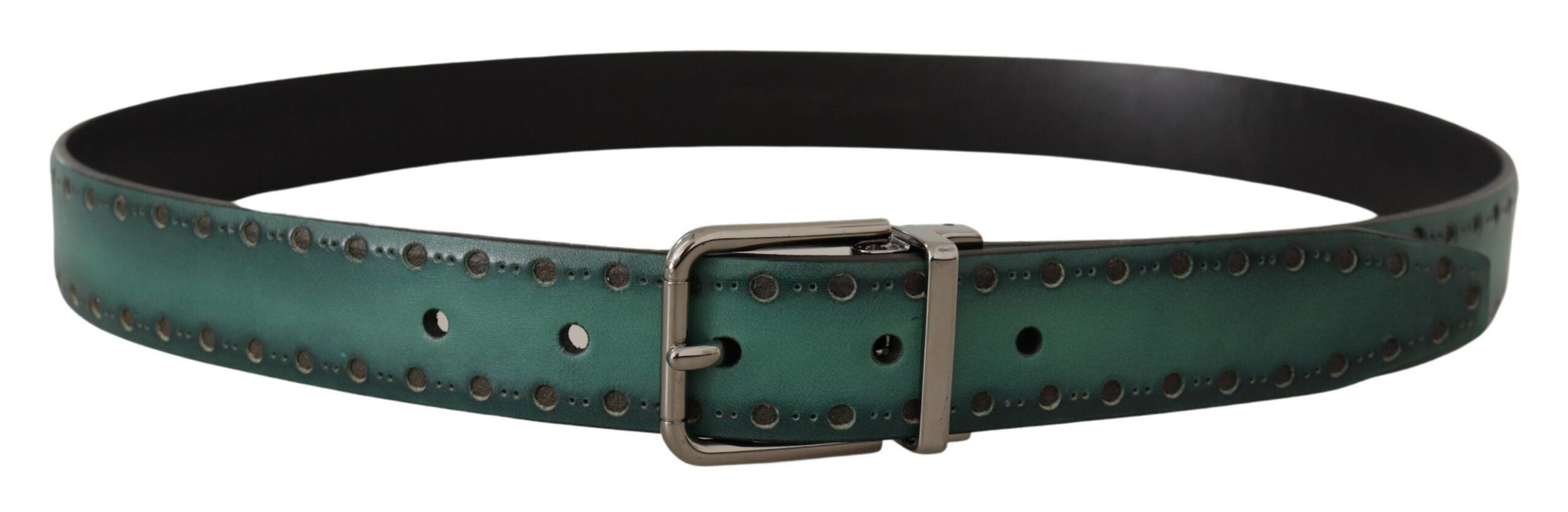 Green Giotto Leather Silver Metal Buckle Belt - 90-cm-36-inches