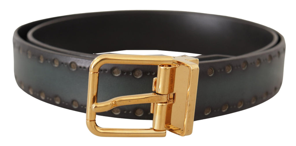 Green Perforated Leather Brass Metal Belt - 90-cm-36-inches