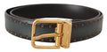 Green Perforated Leather Brass Metal Belt - 90-cm-36-inches