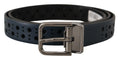 Navy Blue Perforated Lea...Skinny Metal Buckle Belt - 90-cm-36-inches