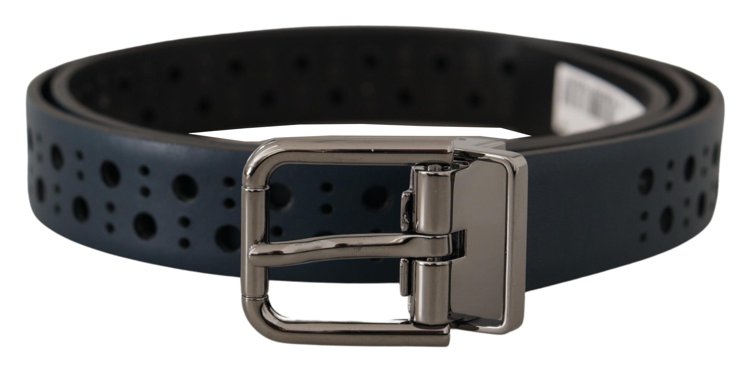 Navy Blue Perforated Lea...Skinny Metal Buckle Belt - 90-cm-36-inches