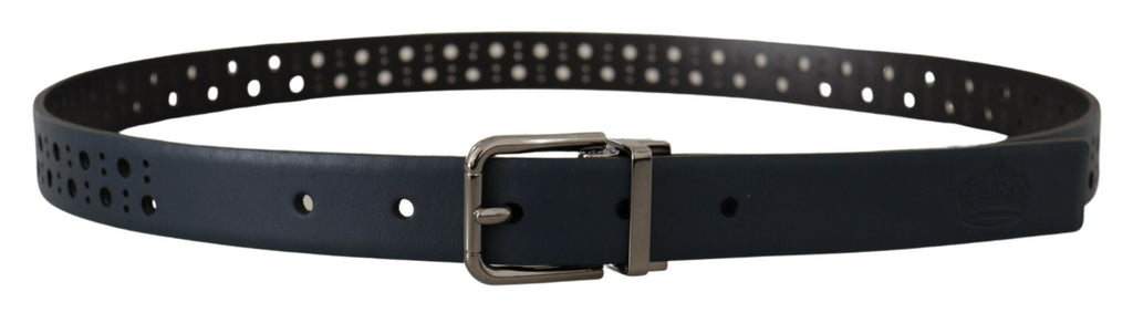 Navy Blue Perforated Lea...Skinny Metal Buckle Belt - 90-cm-36-inches