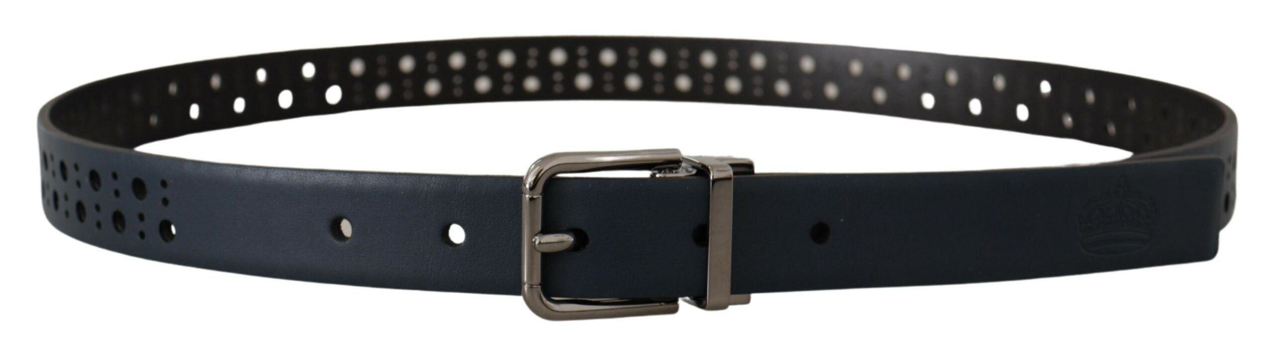 Navy Blue Perforated Lea...Skinny Metal Buckle Belt - 90-cm-36-inches
