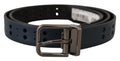 Blue Perforated Skinny Leather Metal Buckle Belt - 90-cm-36-inches