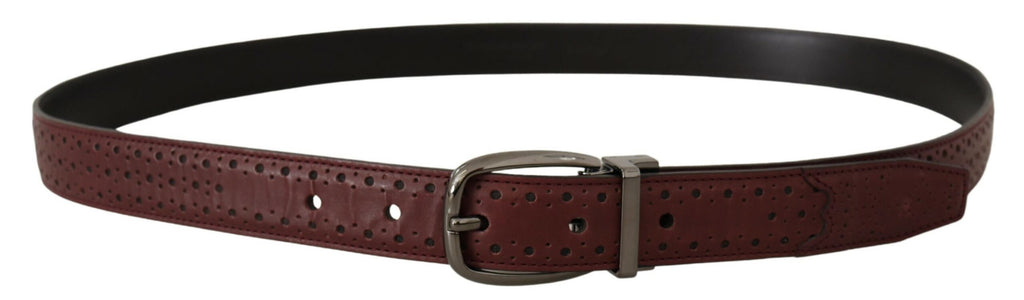 Brown Perforated Leather Metal Buckle Belt - 95-cm-38-inches