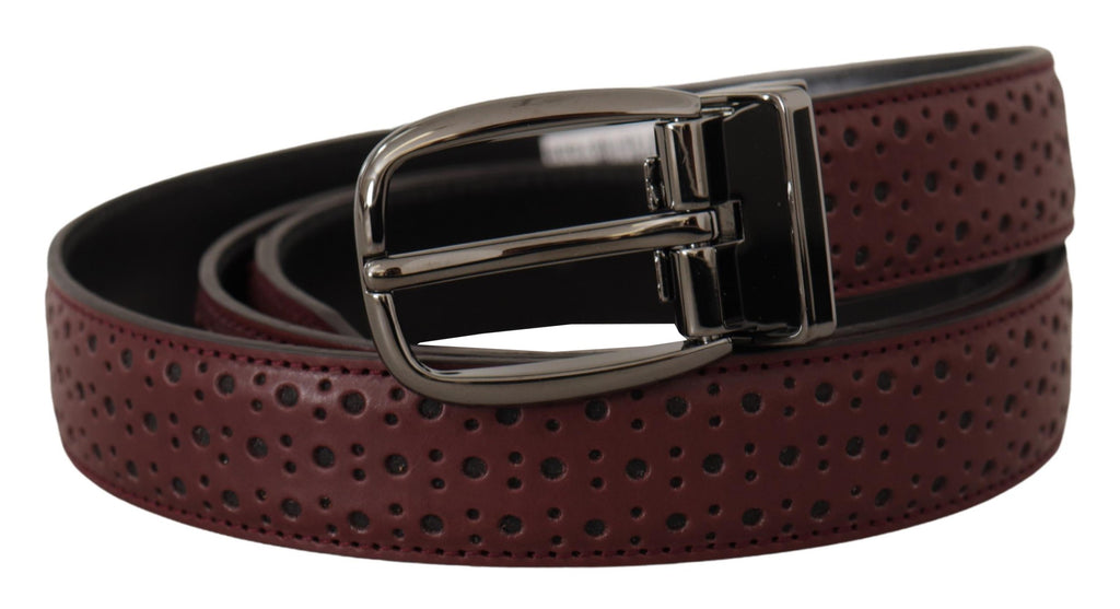 Brown Perforated Leather Metal Buckle Belt - 95-cm-38-inches