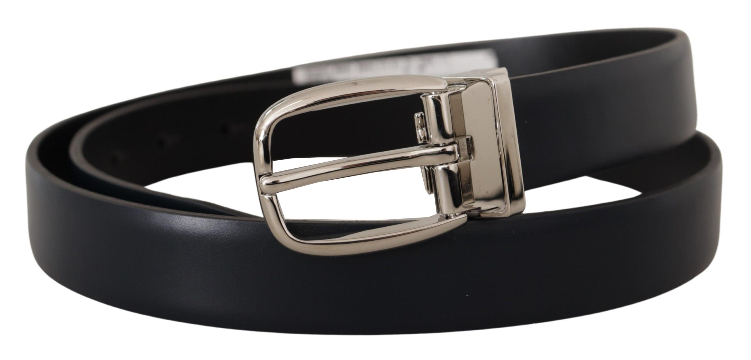 Black Leather Formal Silver Metal Buckle Belt - 95-cm-38-inches