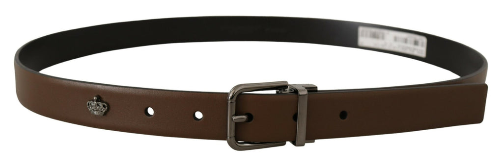 Brown Leather Classic Metal Logo Buckle Belt - 90-cm-36-inches