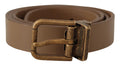 Brown Solid Leather Brass Buckle Classic Belt - 90-cm-36-inches