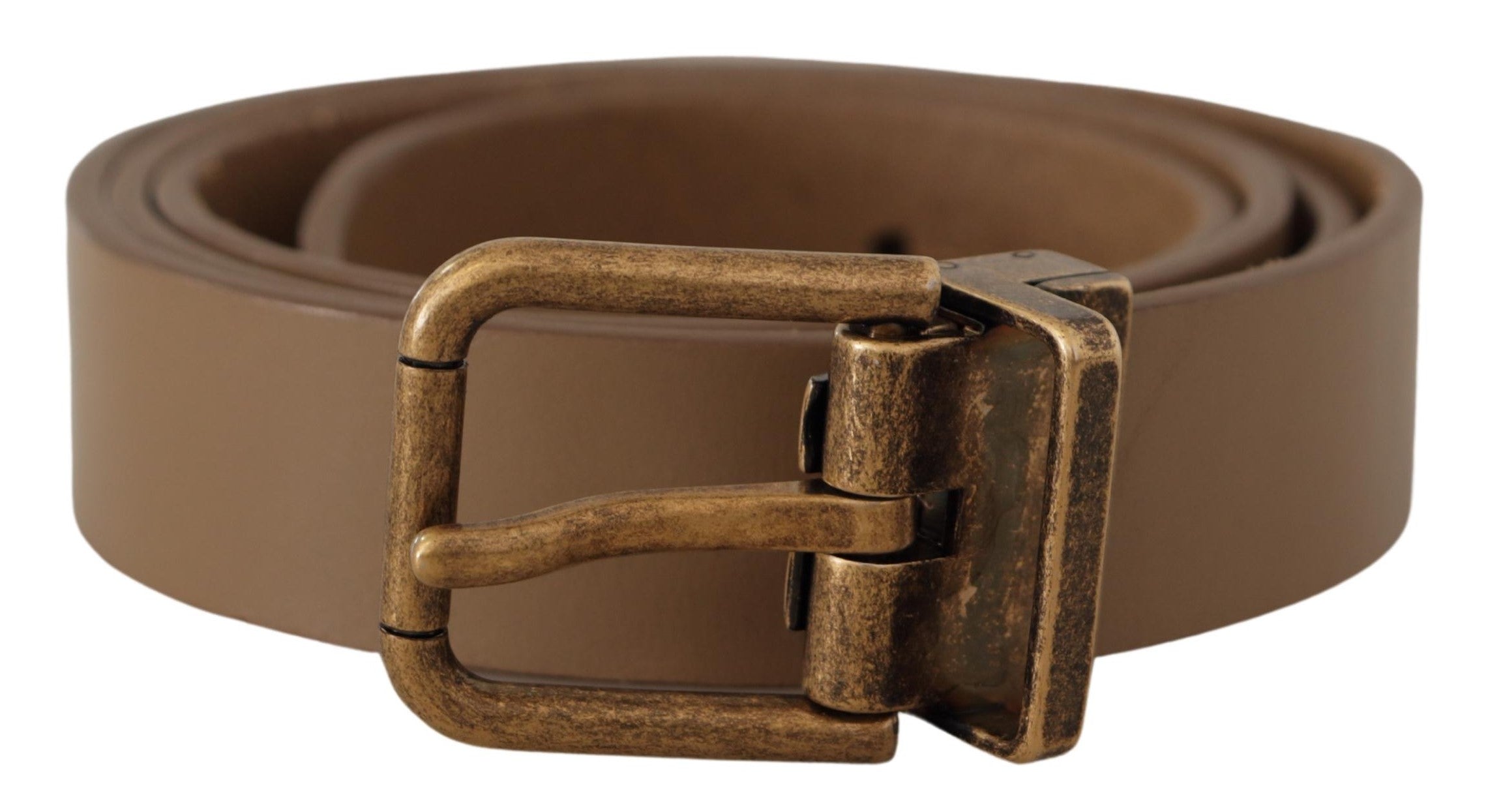 Brown Solid Leather Brass Buckle Classic Belt - 90-cm-36-inches