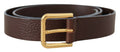 Brown Calf Leather Gold Logo Engraved Buckle Velt - 95-cm-38-inches