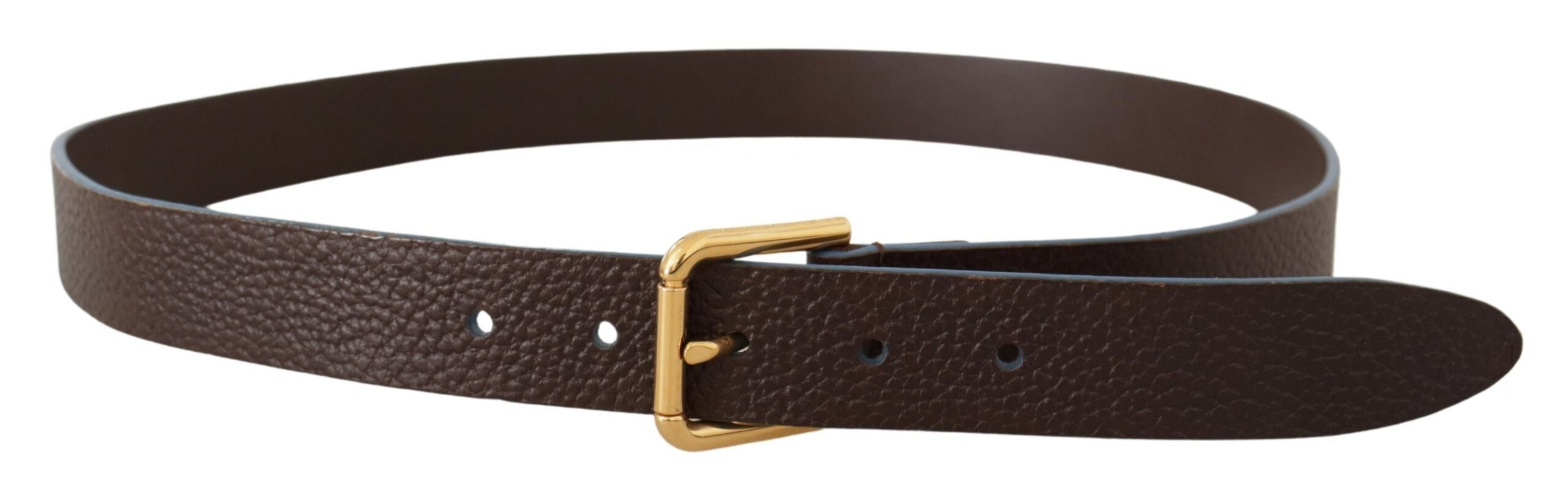 Brown Calf Leather Gold Logo Engraved Buckle Velt - 95-cm-38-inches