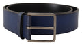 Blue Calf Leather Silver Metal Buckle Classic Belt - 85-cm-34-inches