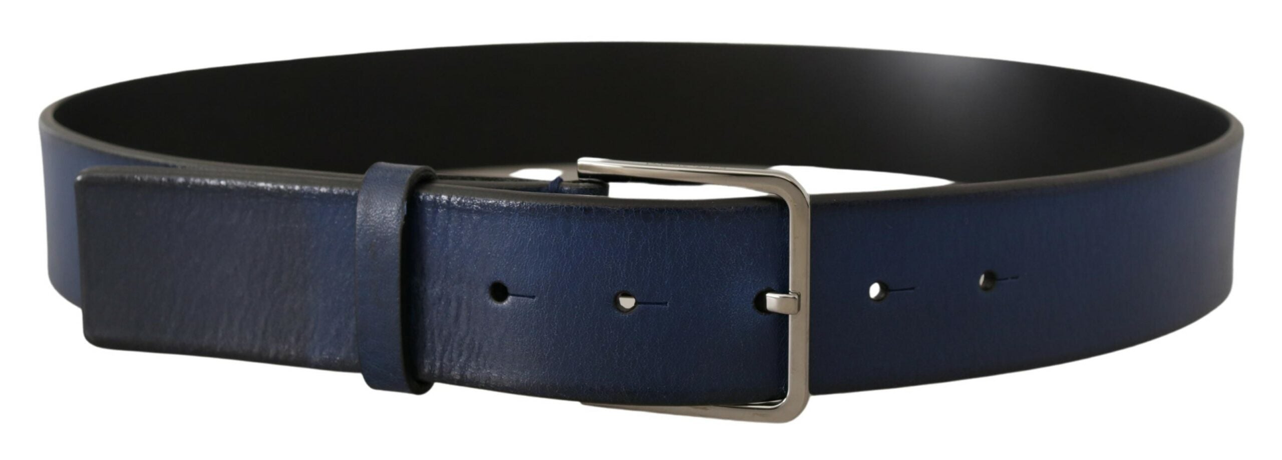 Blue Calf Leather Silver Metal Buckle Classic Belt - 85-cm-34-inches