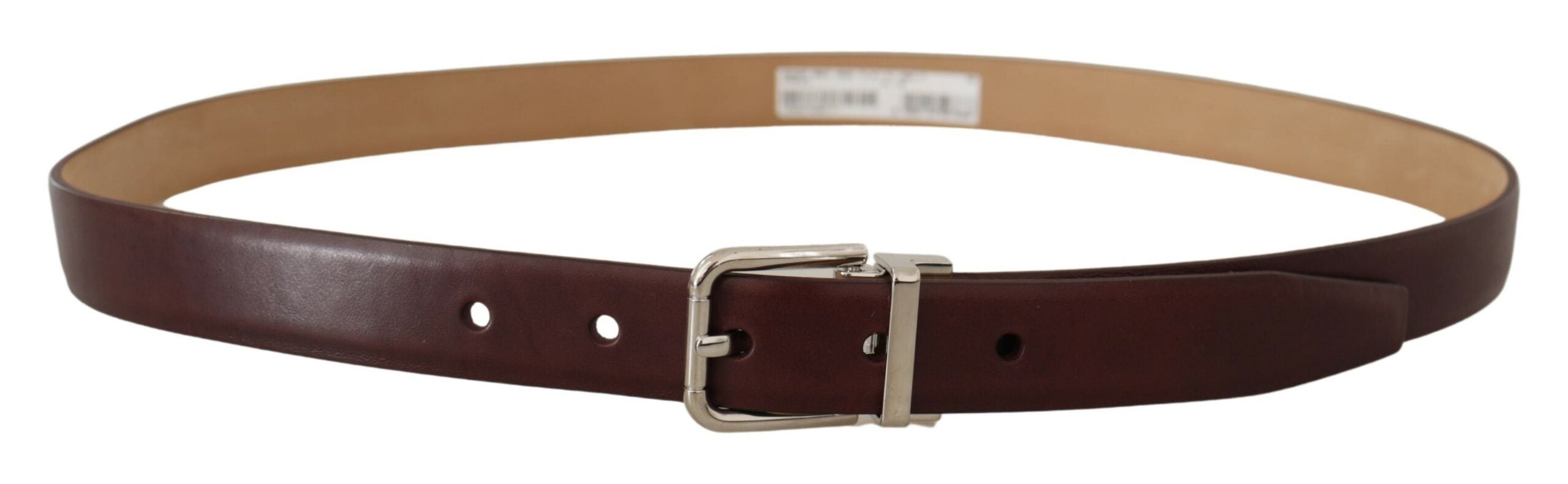 Dark Brown Calf Leather Silver Metal Buckle Belt - 100-cm-40-inches
