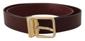 Maroon Vitello Leather Gold Metal Buckle Belt - 90-cm-36-inches