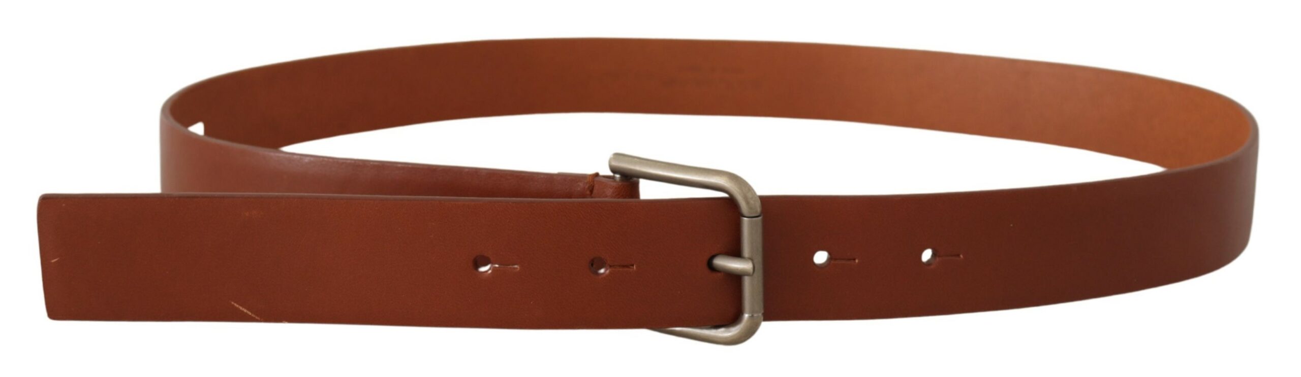 Brown Calf Leather Silver Tone Metal Buckle Belt - 90-cm-36-inches