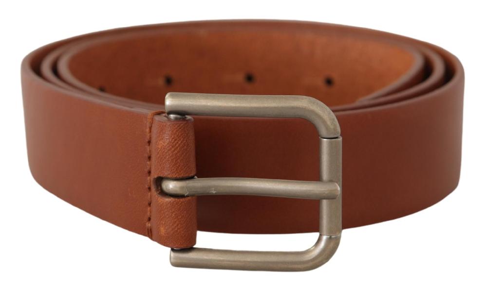 Brown Calf Leather Silver Tone Metal Buckle Belt - 90-cm-36-inches