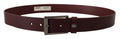 Brown Leather Silver Metal Crown Buckle Belt - 90-cm-36-inches