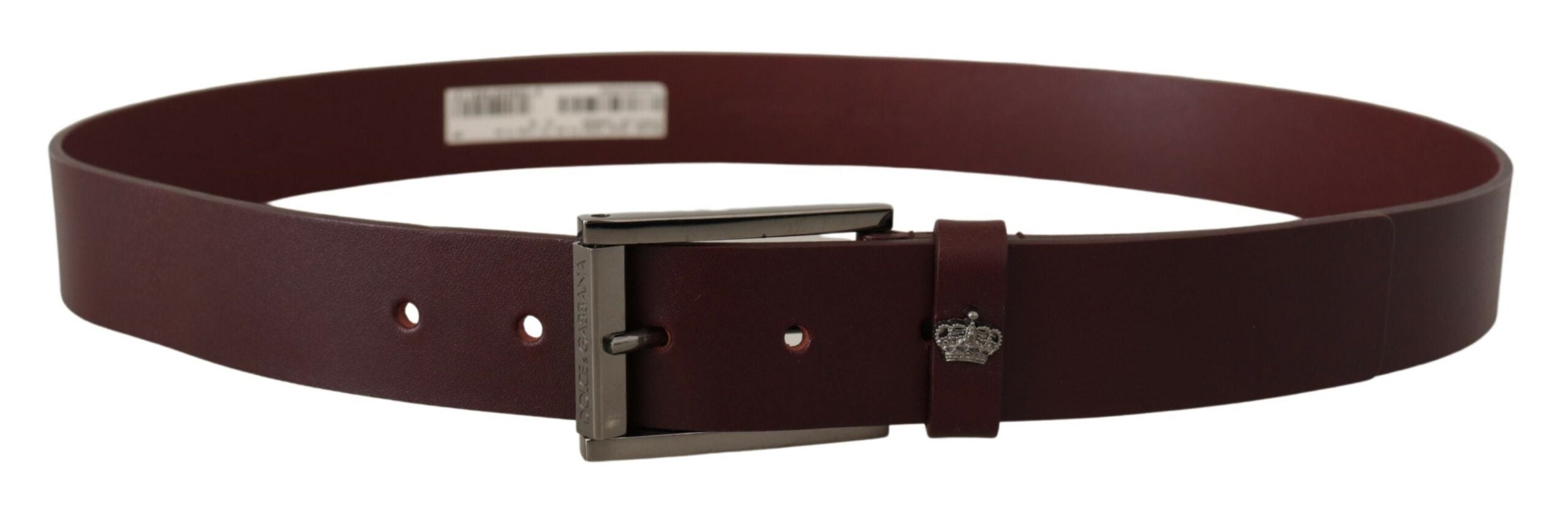 Brown Leather Silver Metal Crown Buckle Belt - 90-cm-36-inches
