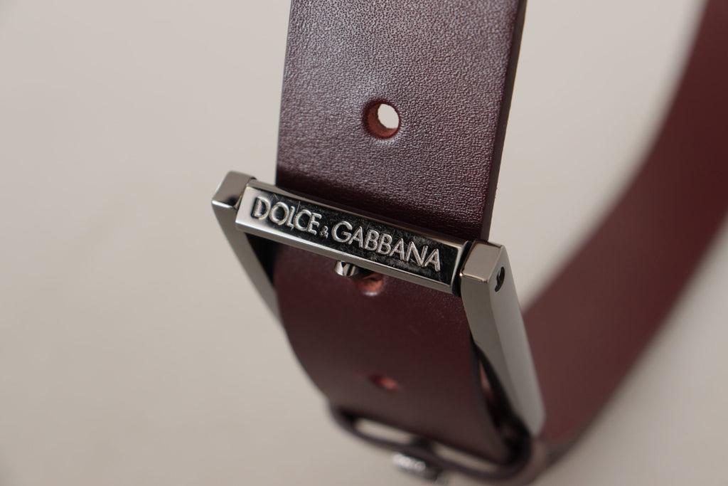Brown Leather Silver Metal Crown Buckle Belt - 90-cm-36-inches