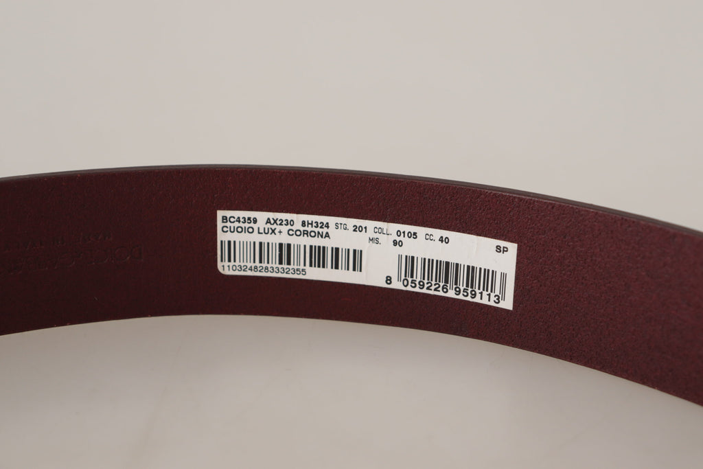 Brown Leather Silver Metal Crown Buckle Belt - 90-cm-36-inches