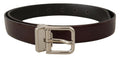 Brown Patent Leather Silver Metal Buckle Belt - 90-cm-36-inches
