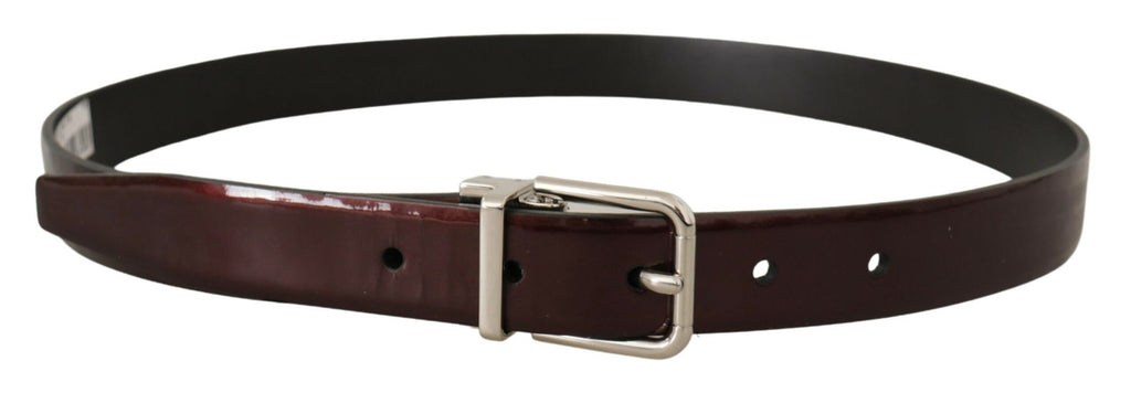Brown Patent Leather Silver Metal Buckle Belt - 90-cm-36-inches