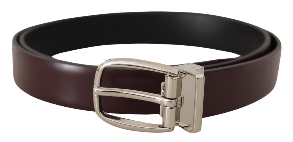 Solid Brown Leather Silver Metal Belt - 90-cm-36-inches