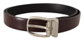 Solid Brown Leather Silver Metal Belt - 90-cm-36-inches