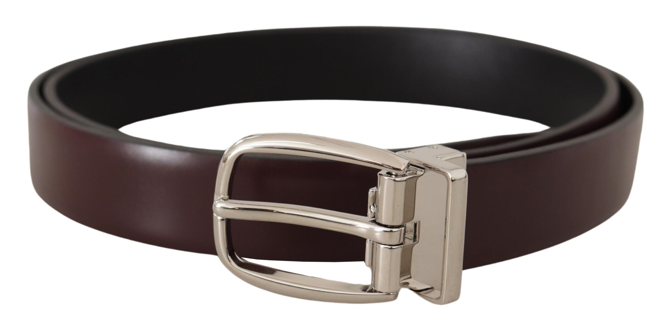 Solid Brown Leather Silver Metal Belt - 90-cm-36-inches