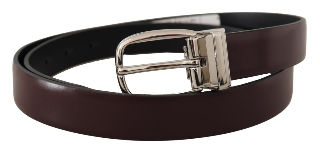Solid Brown Leather Silver Metal Belt - 90-cm-36-inches