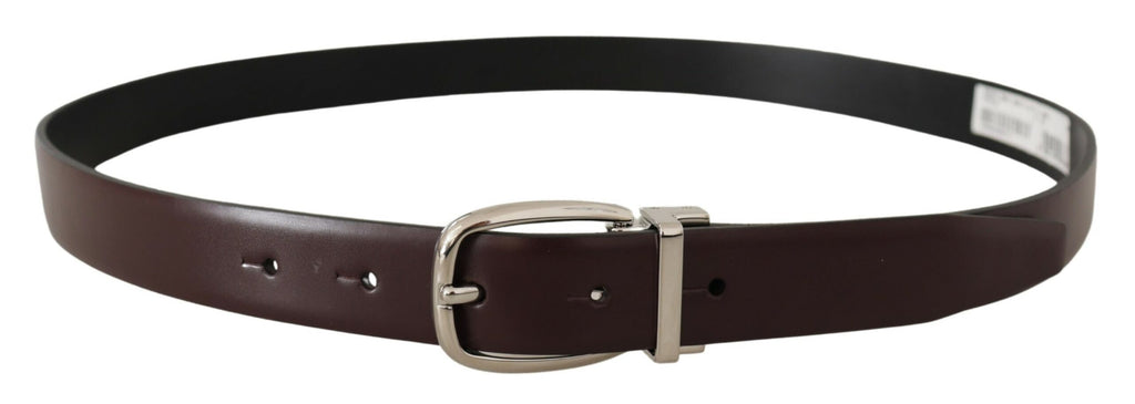 Solid Brown Leather Silver Metal Belt - 90-cm-36-inches