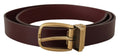 Brown Leather Classic Gold Metal Buckle Belt - 90-cm-36-inches