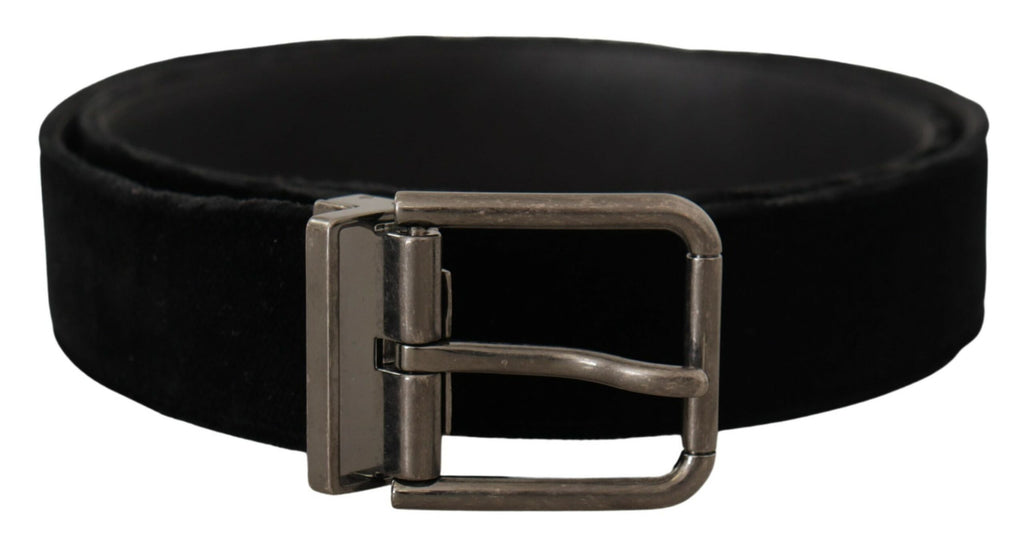 Black Velvet Chrome Metal Box Buckle Belt - 90-cm-36-inches