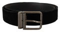 Black Velvet Chrome Metal Box Buckle Belt - 90-cm-36-inches