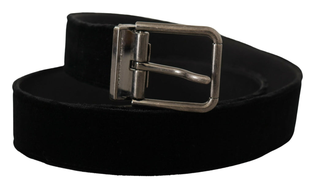 Black Velvet Chrome Metal Box Buckle Belt - 90-cm-36-inches