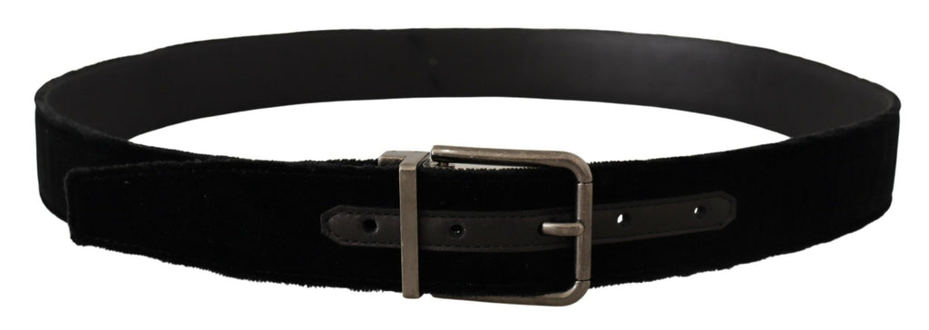 Black Velvet Chrome Metal Box Buckle Belt - 90-cm-36-inches